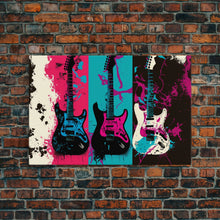 Load image into Gallery viewer, Electric Guitar Graffiti Punk Pop Art, Instrument Drawings, Framed Canvas Print, Pop Art, Splatter Art, Large Living Room Wall Decorr
