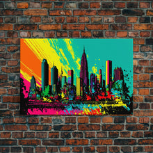 Load image into Gallery viewer, Chicago City Skyline Graffiti Art, Framed Canvas Print, Large Office Wall Decor, Huge Living Room Art