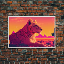 Cargar imagen en el visor de la galería, Cool lioness art, boss lady art, framed canvas print, pastel art of Africa