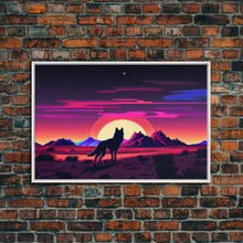 Load image into Gallery viewer, Desert Full Moon Silhouette Fox Purple Wall Art Print, Wall Decor, Wall Poster, Fine Art Print