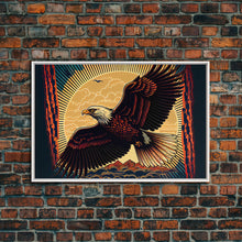 Load image into Gallery viewer, Bald eagle mural art, framed canvas print, framed wall art, cool bedroom wall decor