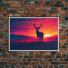 Carregar imagem no visualizador da galeria, 12 point buck, Sunset, framed canvas print, gift for a hunter