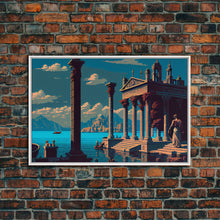Load image into Gallery viewer, Ancient Roman Architecture, 8 bit pixel art, framed canvas print