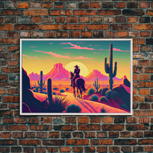 Load image into Gallery viewer, Cowboy Wild West Valley Sunset Mountains Cactus Fine Art Print, Wall Art Print, Wall Poster, Wall Décor