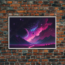 Carregar imagem no visualizador da galeria, Alien Planet Fantasy Landscape Mountains Pink Voilet Fine Art Print, Wall Art Print, Wall Poster, Wall Décor