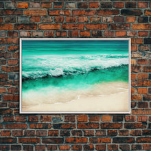 Carregar imagem no visualizador da galeria, Canvas Print, Painting of Emerald Green Waves, Framed Canvas Art, whimsical ocean art, framed wall art