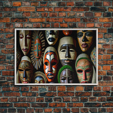 Carregar imagem no visualizador da galeria, African Traditional Masks Framed Canvas Wall Art | Canvas Print Decor for Home & Office Decoration I Ready To Hang Canvas