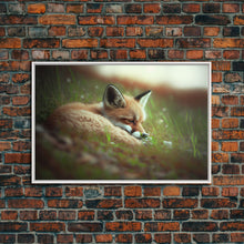 Load image into Gallery viewer, Cute Sleepy Fox Art, Animal Prints, Nature Art, Framed Canvas Print, Cute animal wall art, above sofa art