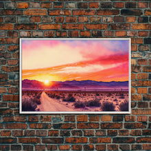 Load image into Gallery viewer, Arizona Desert at Sunset, Dirt Road, Framed Canvas Print, Colorful Wall Art, Sofa Art