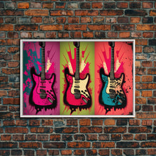 Load image into Gallery viewer, Electric Guitar Pop Art, Instrument Drawings, Framed Canvas Print, Pop Art, Graffiti Splatter Art, Large Living Room Wall Decorr