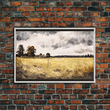 Load image into Gallery viewer, Early American Style Landscape Art | Primitive Farmhouse Decor | Framed Canvas Print | Wall Art | Wall Decor | Office Art | Muted Art