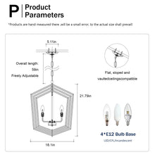 Carregar imagem no visualizador da galeria, 4 Light Farmhouse Chandelier Hanging Lights Pendant with Modern Design