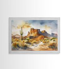 Load image into Gallery viewer, Beautiful Arizona Watercolor Landscape Painting Print, Wood Framed Art, Gift for him, painting, Prints, Abstract Wall Art
