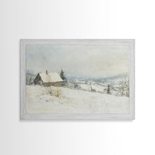 Cargar imagen en el visor de la galería, Farmhouse In The Winter, Framed Canvas Print, Christmas Scenary Landscape Painting, Americana Art, Custom Artwork Original