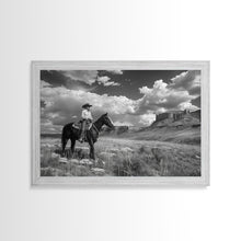 Load image into Gallery viewer, Arizona Cowboy Black and White Photography Print, Framed Canvas Print or Metal Art, Western Decor, Country Art, Living Room Art