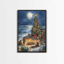 Cargar imagen en el visor de la galería, Christmas At The Beach, Framed Canvas Print, Christmas Decor, Christmas Art, Christmas Art Prints, Tropical Christmas, Beach House Art