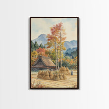 Carregar imagem no visualizador da galeria, Fall Hay harvest, framed canvas print, autumn decor, fall wall art