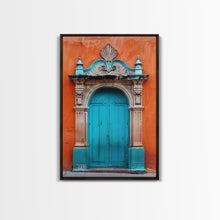 Cargar imagen en el visor de la galería, Change1 Mexican Wall Art, Colorful Mexican Door Architecture Painting Framed Canvas Print, Traditional Hacienda Architecture, Ready To Hang