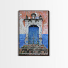 Cargar imagen en el visor de la galería, Change3 Mexican Wall Art, Colorful Mexican Door Architecture Painting Framed Canvas Print, Traditional Hacienda Architecture, Ready To Hang