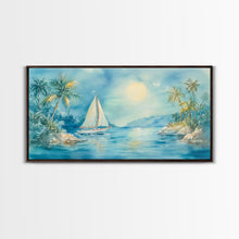 Carregar imagem no visualizador da galeria, Festive Boat Lighthouse Framed Canvas Print Christmas Nautical Holiday Art Beach Christmas Decor Best Gift Christmas Art Prints 2024
