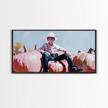 Load image into Gallery viewer, Black And White Cowboy Framed Canvas Print Moody Landscape Fall Art Above Sofa Decor Rustic Western Cowboy Autumn Wall Art