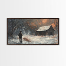 Load image into Gallery viewer, Cowboy On The Farm, Framed Canvas Print Fall Cowboy Wall Art Above Sofa Decor Moody Fall Western Wall Art