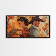 Carregar imagem no visualizador da galeria, Framed Canvas Print Cowboy Gazing Over Snowy Landscape Western Horse Rider Winter Mountain Art Winter Wonderland Wall Art