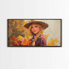 Load image into Gallery viewer, Cowgirl Amongst The Fall Leaves, Framed Canvas Print, Serene Fall Wall Decor, Perfect Rustic Seasonal Wall Art and Gift Idea