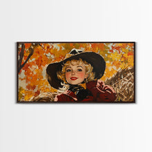 Carregar imagem no visualizador da galeria, Cute Fall Cowgirl Amongst The Autumn Leaves, Gift or Autumn Decor, Perfect Addition to Home and Office Interiors