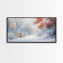 Load image into Gallery viewer, Cozy Cabin in the Snow Framed Canvas Print, Ideal Christmas Holiday Wall Art for Winter Wonderland Decor and Festive Home Interiors