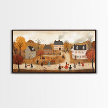 Carregar imagem no visualizador da galeria, Autumn Harvest Village Scene Framed Canvas Print - Cozy Fall Decor and Seasonal Wall Art with Country Charm and Autumn Ambiance