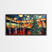 Load image into Gallery viewer, Elegant ballroom Christmas tree with dancing couples, framed canvas print vibrant holiday party decor perfect seasonal wall art