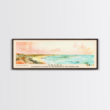 Load image into Gallery viewer, Aruba, autonomous country of the Kingdom of the Netherlands Watercolor Beach Print, Vacation Gift, autonomous country of the Kingdom of the Netherlands Wall Art, Framed Canvas Print, Framed Beach Painting
