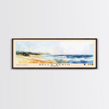 Load image into Gallery viewer, Bells Beach, Australia Watercolor Beach Print, Vacation Gift, Australia Wall Art, Framed Canvas Print, Framed Beach Painting