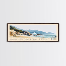 Load image into Gallery viewer, Big Wave Bay Beach, Hong Kong Watercolor Print, Vacation Gift, Hong Kong Wall Art, Beach Painting, Beach Decor, Large Wall Art, Wood Frame Art