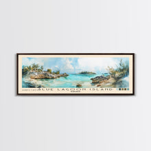 Load image into Gallery viewer, Blue Lagoon Island, Bahamas Watercolor Print, Vacation Gift, Bahamas Wall Art, Beach Painting, Beach Decor, Large Wall Art, Wood Frame Art