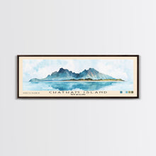 Load image into Gallery viewer, Chatham Island, New Zealand Watercolor Print, Vacation Gift, New Zealand Wall Art, Beach Painting, Beach Decor, Large Wall Art, Wood Frame Art