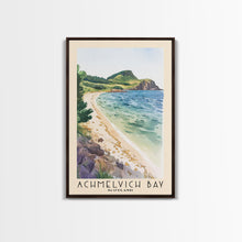 Load image into Gallery viewer, Achmelvich Bay, Scotland Watercolor Print, Vacation Gift, Scotland Wall Art, Beach Painting, Beach Decor, Large Wall Art, Wood Frame Art