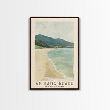 Load image into Gallery viewer, An Bang Beach, Hoi An, Vietnam Watercolor Beach Print, Vacation Gift, Hoi An, Vietnam Wall Art, Framed Canvas Print, Framed Beach Painting