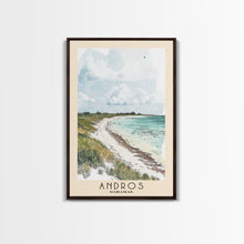 Load image into Gallery viewer, Andros, Bahamas Watercolor Beach Print, Vacation Gift, Bahamas Wall Art, Framed Canvas Print, Framed Beach Painting