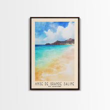 Load image into Gallery viewer, Anse de Grande Saline, St. Barths Watercolor Print, Vacation Gift, St. Barths Wall Art, Beach Painting, Beach Decor, Large Wall Art, Wood Frame Art