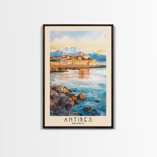 Load image into Gallery viewer, Antibes, France Watercolor Print, Vacation Gift, France Wall Art, Beach Painting, Beach Decor, Large Wall Art, Wood Frame Art