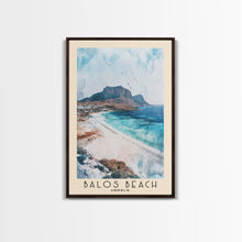 Carregar imagem no visualizador da galeria, Balos Beach, Greece Watercolor Beach Print, Vacation Gift, Greece Wall Art, Framed Canvas Print, Framed Beach Painting