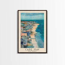 Carregar imagem no visualizador da galeria, Cape May, New Jersey Watercolor Beach Print, Vacation Gift, New Jersey Wall Art, Framed Canvas Print, Framed Beach Painting