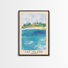 Cargar imagen en el visor de la galería, Cat Island, Bahamas Watercolor Beach Print, Vacation Gift, Bahamas Wall Art, Framed Canvas Print, Framed Beach Painting