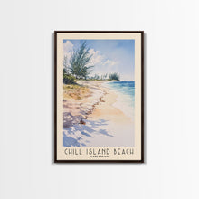 Cargar imagen en el visor de la galería, Chill Island Beach, Bahamas Watercolor Beach Print, Vacation Gift, Bahamas Wall Art, Framed Canvas Print, Framed Beach Painting