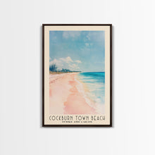 Cargar imagen en el visor de la galería, Cockburn Town Beach, Turks and Caicos Watercolor Beach Print, Vacation Gift, Turks and Caicos Wall Art, Framed Canvas Print, Framed Beach Painting