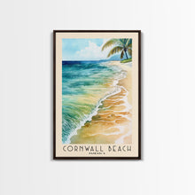 Load image into Gallery viewer, Cornwall Beach, Jamaica Watercolor Beach Print, Vacation Gift, Jamaica Wall Art, Framed Canvas Print, Framed Beach Painting