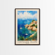 Load image into Gallery viewer, Cortegada Island, Spain Watercolor Beach Print, Vacation Gift, Spain Wall Art, Framed Canvas Print, Framed Beach Painting