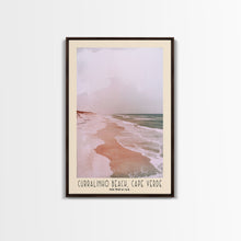 Load image into Gallery viewer, Curralinho Beach, Cape Verde, Senegal Watercolor Print, Vacation Gift, Senegal Wall Art, Beach Painting, Beach Decor, Large Wall Art, Wood Frame Art